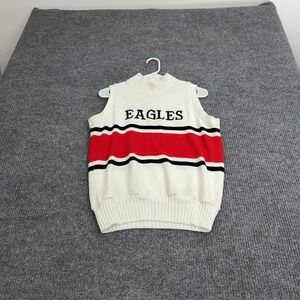 Vintage Eagles‎ Dehen 1920 Sweater Vest Mens M White Red Knit Mock Neck Varsity